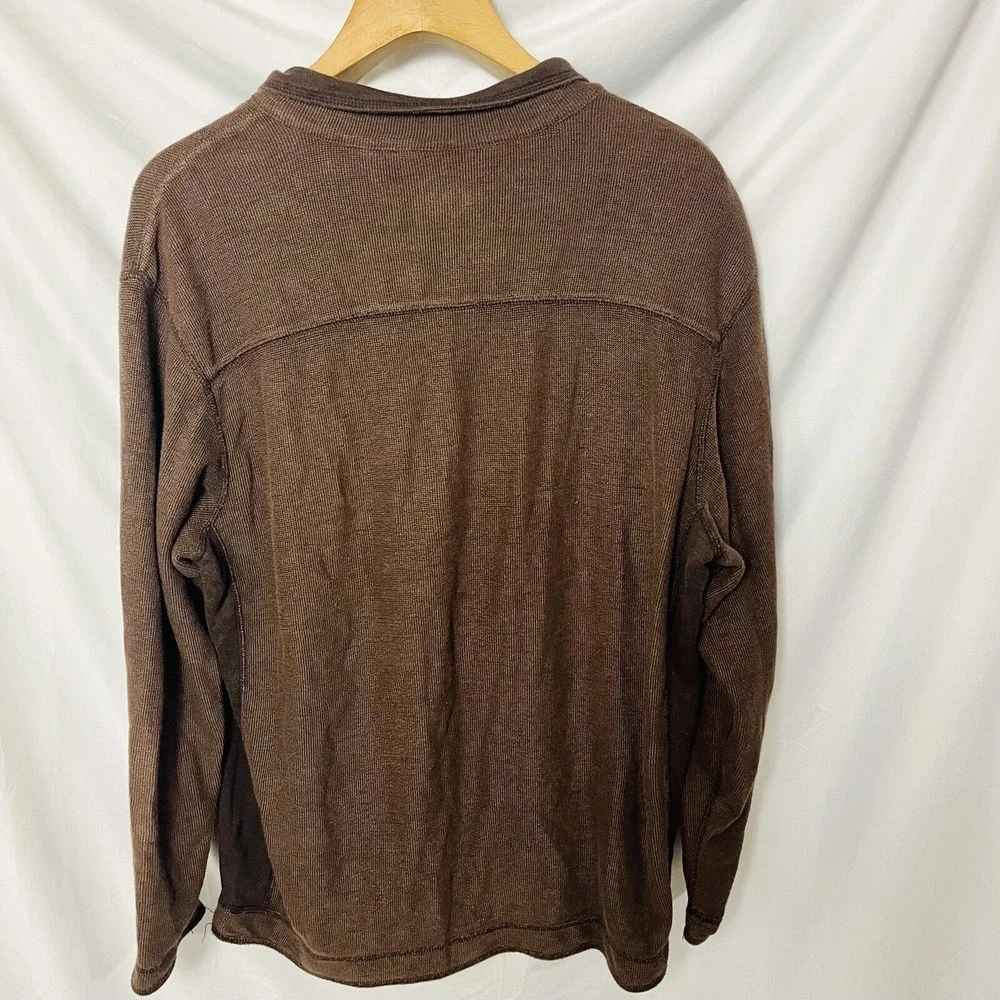 Tommy Bahama Mens Waffle Knit 1/4 Zip Pullover Sweater Brown XL